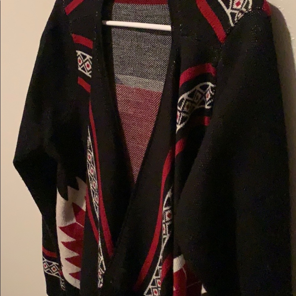Black Aztec Style Cardigan - Picture 2 of 4
